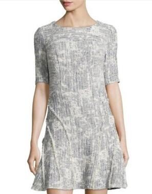 Derek Lam Crosby Fit and Flare Gray Textured Mini Dress Old Money Size 10